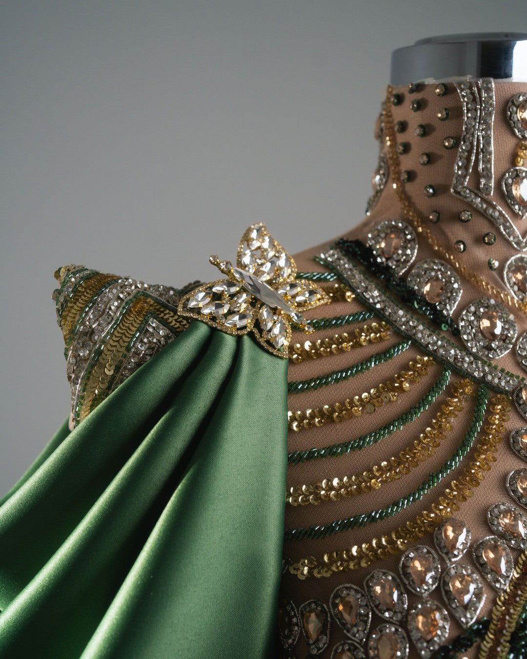 Khole Green and Gold Dress with Crystals - BLINI