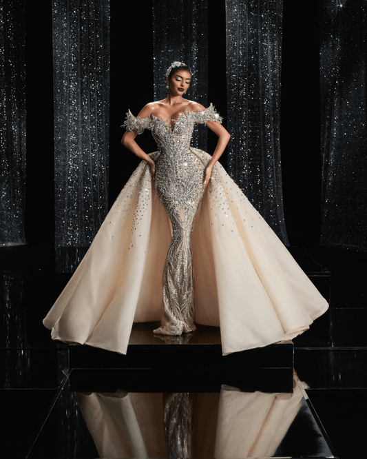 Kolonia Bridal Dress with Crystals and Detachable Overskirt - BLINI