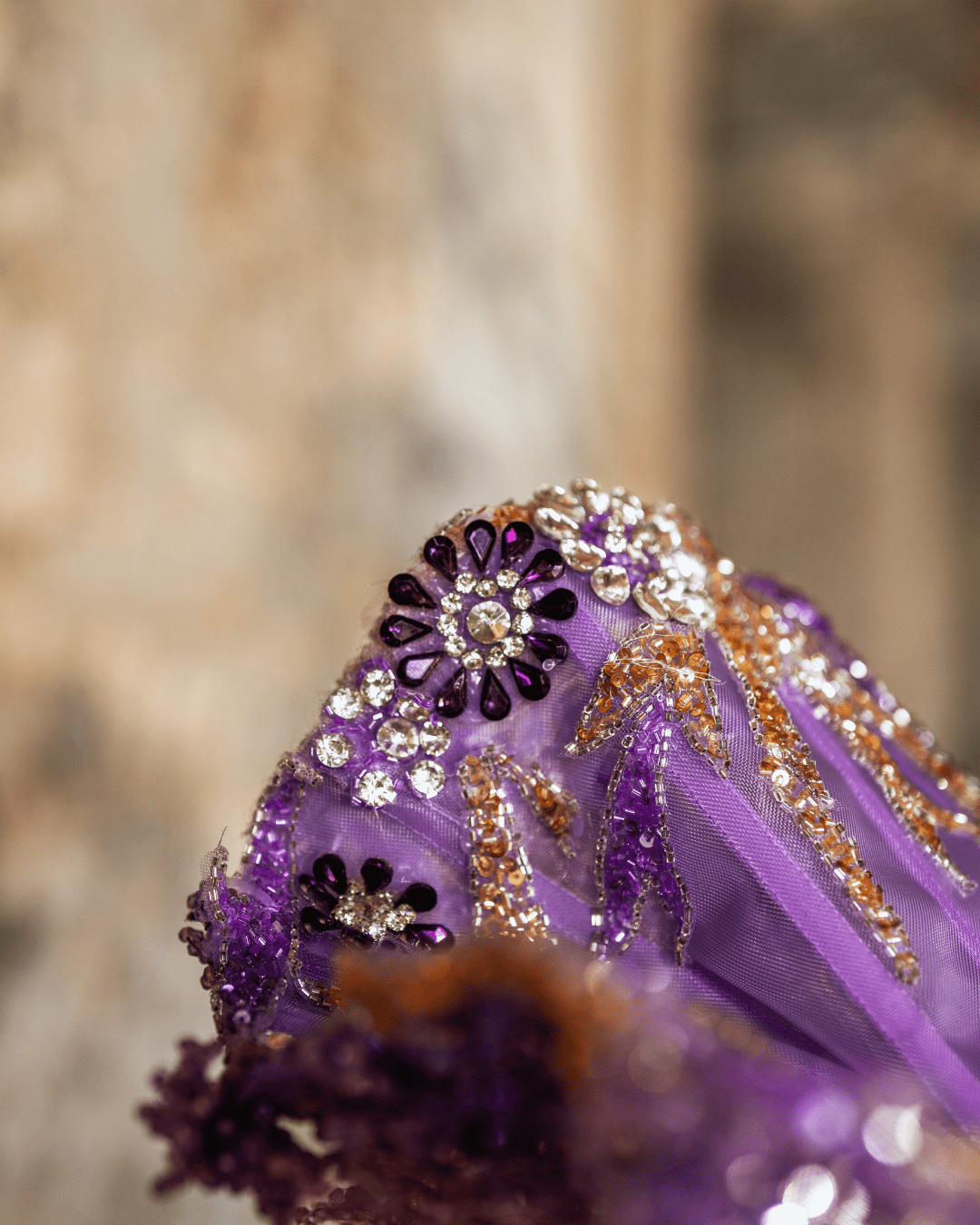 Laera Purple Mermaid Sleeveless Dress with Crystals - BLINI