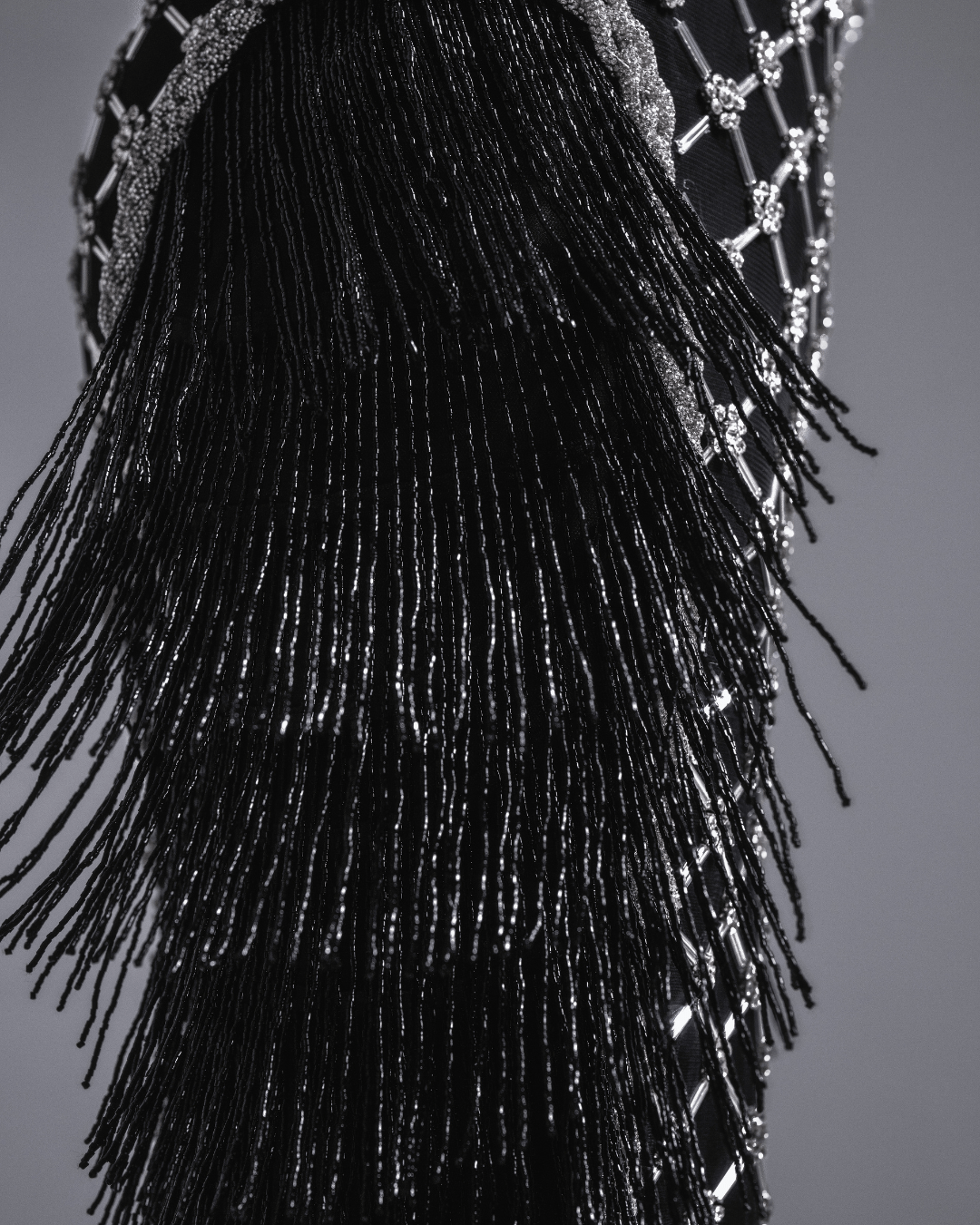 Lanesa Metallic Gray Mermaid Sleeveless Dress with Deep V Neck - BLINI