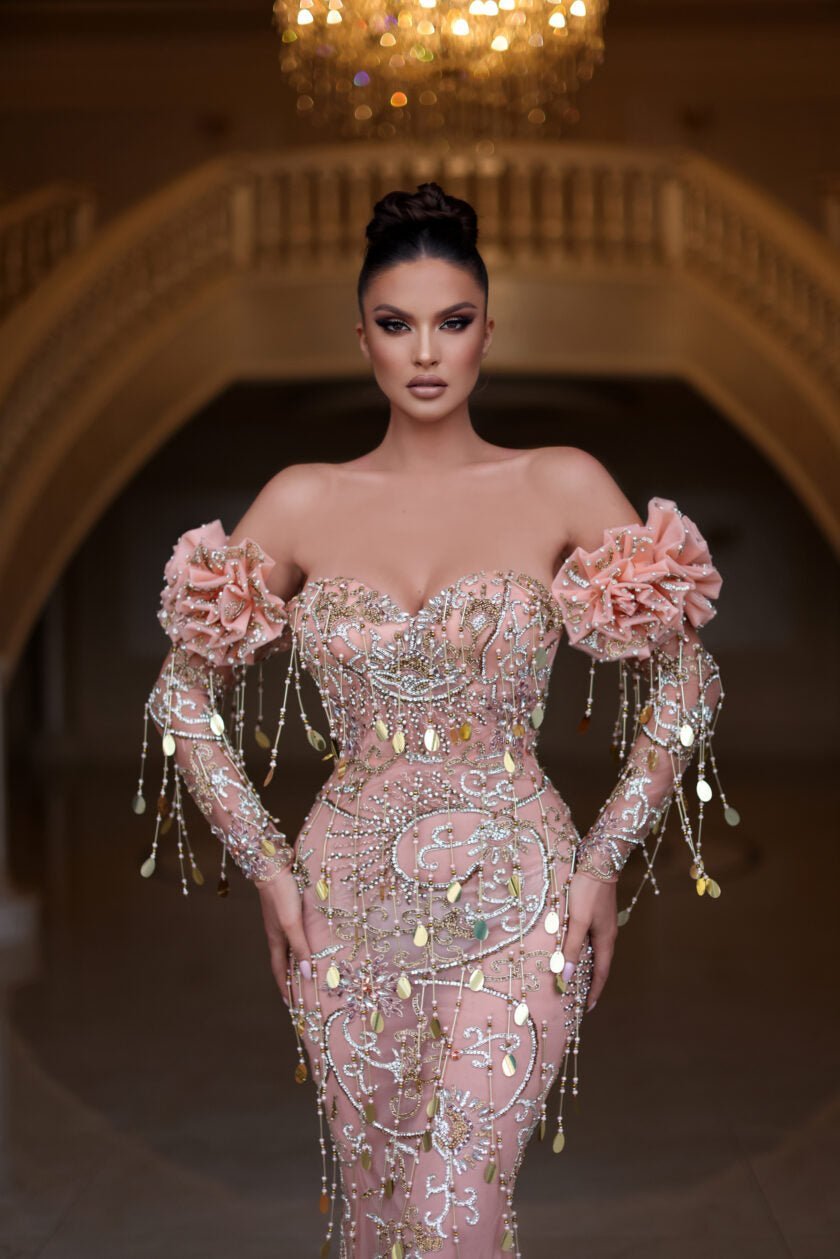 Lily Off Shoulder Dress with Beads - BLINI