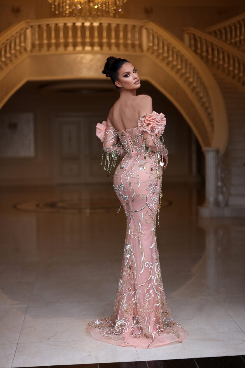 Lily Off Shoulder Dress with Beads - BLINI