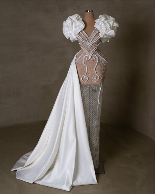 Lizette Bridal Dress Embellished with Pearls - BLINI