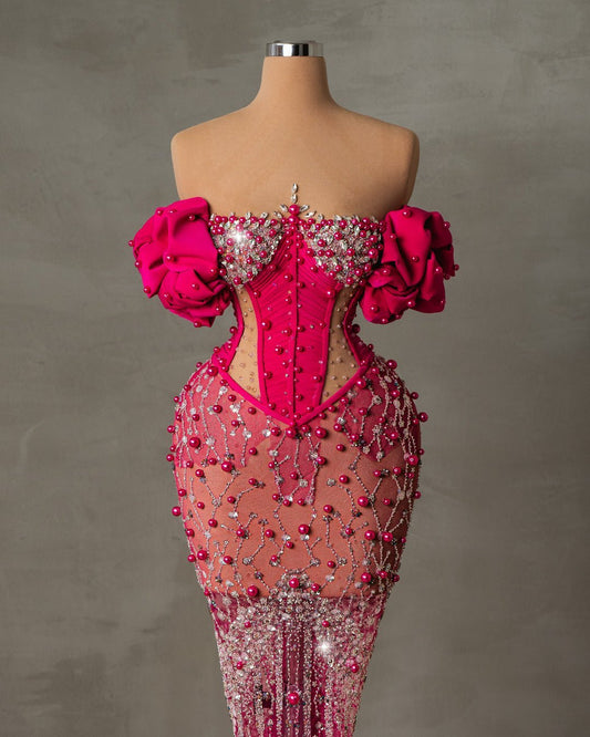 Mae Pink Dress with Pearls - BLINI