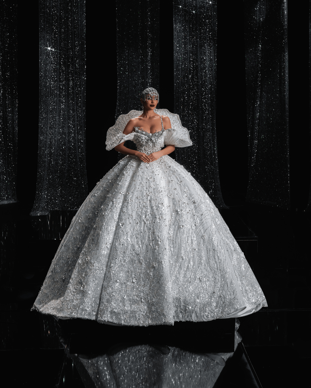 Magnes Bridal Dress Off - Shoulders with Pearls - BLINI