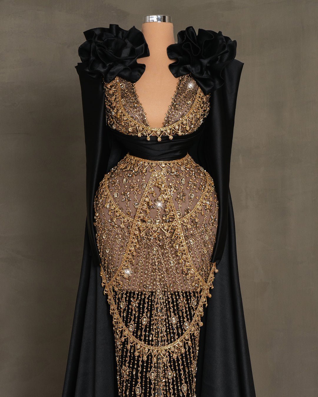 Manasa Black Dress with Gold Stones - BLINI