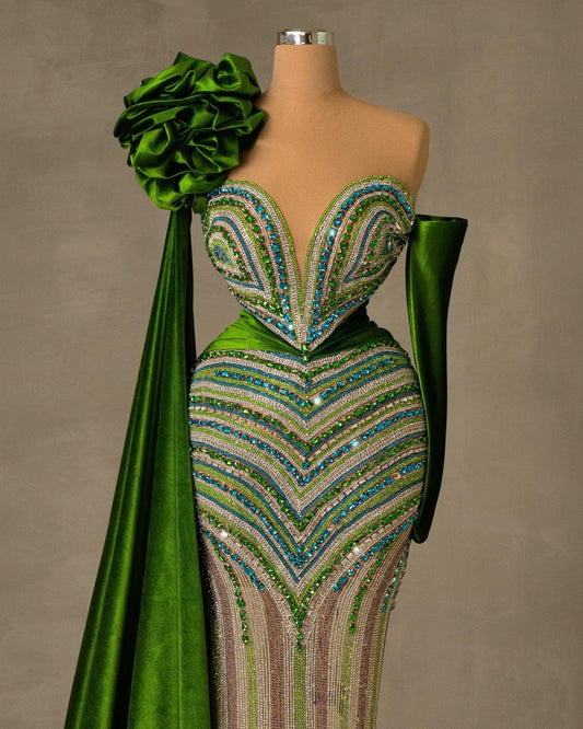 Meersa Velvet Dress Embellished with Stones - BLINI