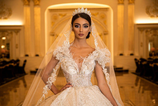 Miley Feather - Embellished White Bridal Gown - BLINI