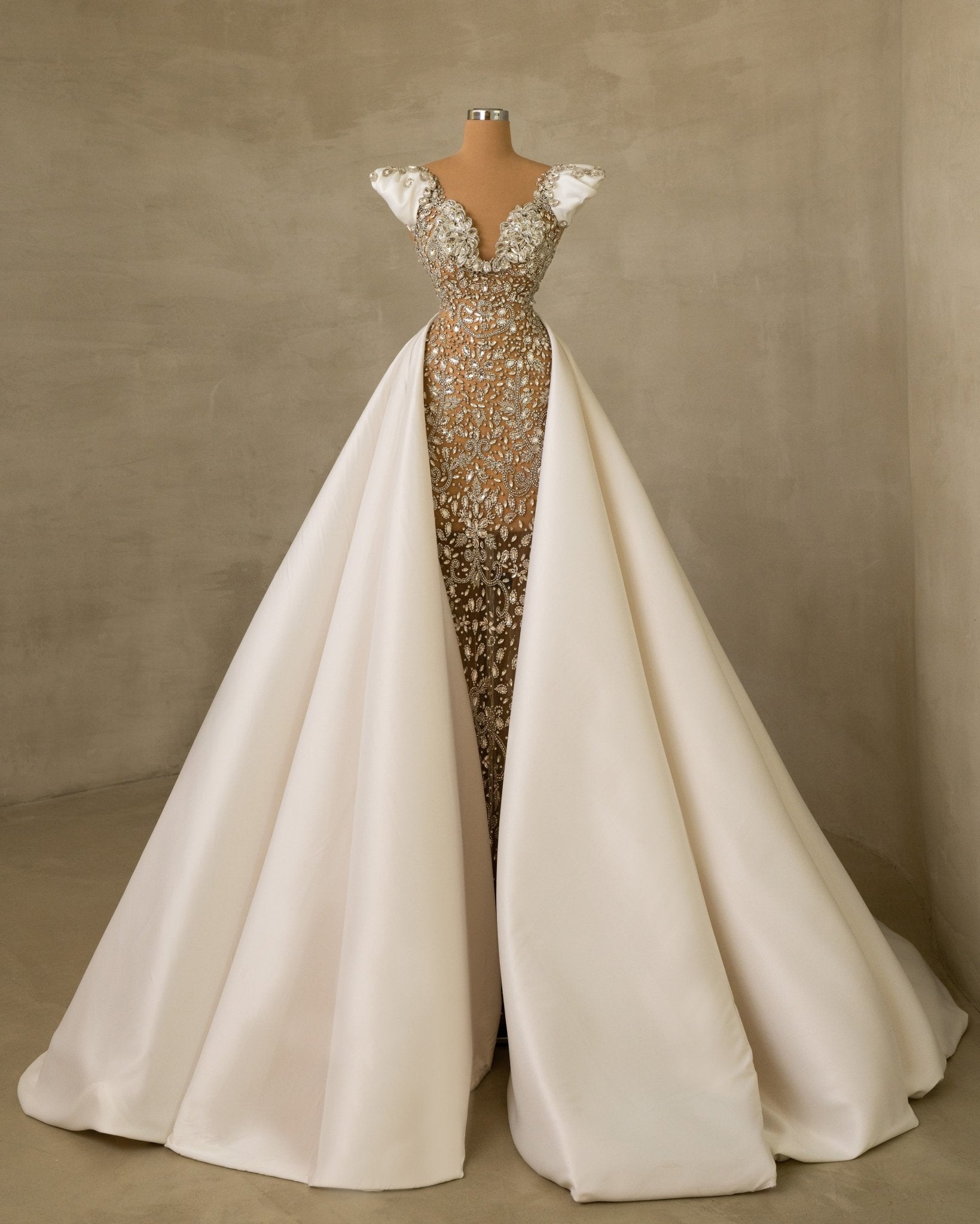 Mimaya Stone Embellished Bridal Dress with Overskirt - BLINI