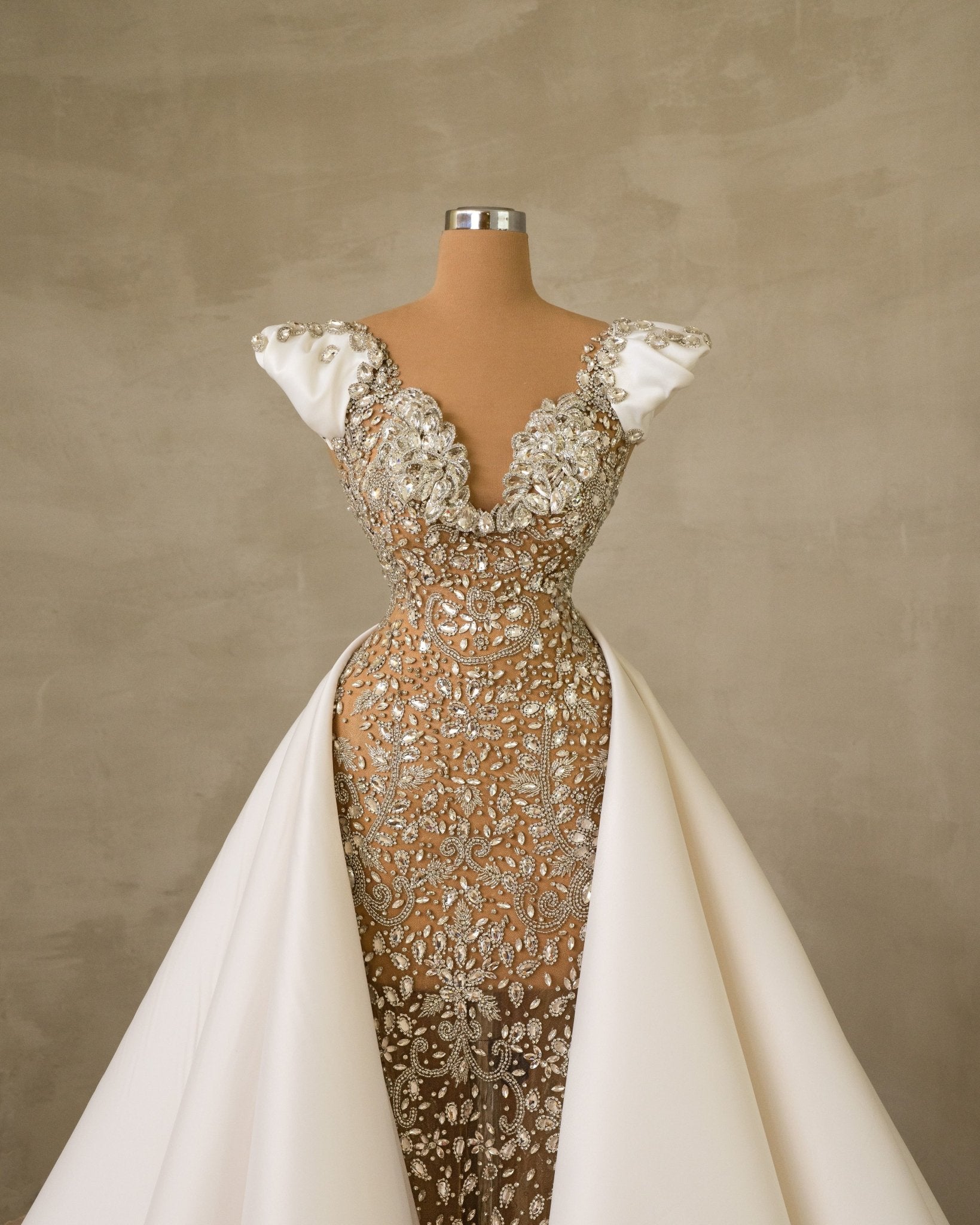 Mimaya Stone Embellished Bridal Dress with Overskirt - BLINI