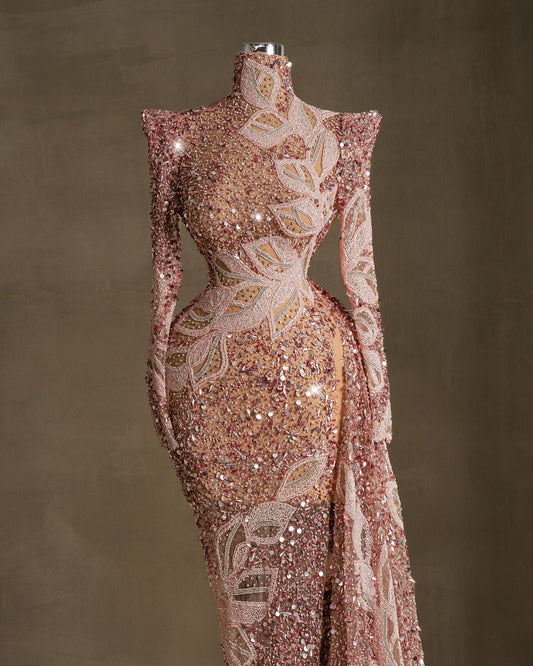 Morphin Light Pink Dress with Sequins and Stones - BLINI