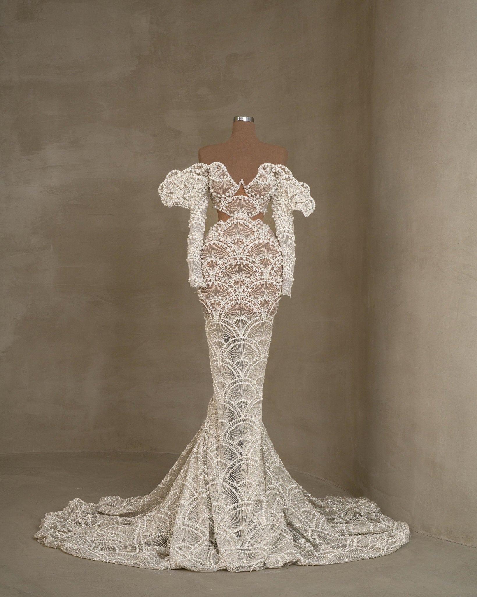 Nicolette Off - Shoulder Bridal Dress with Cut - In Waist - BLINI