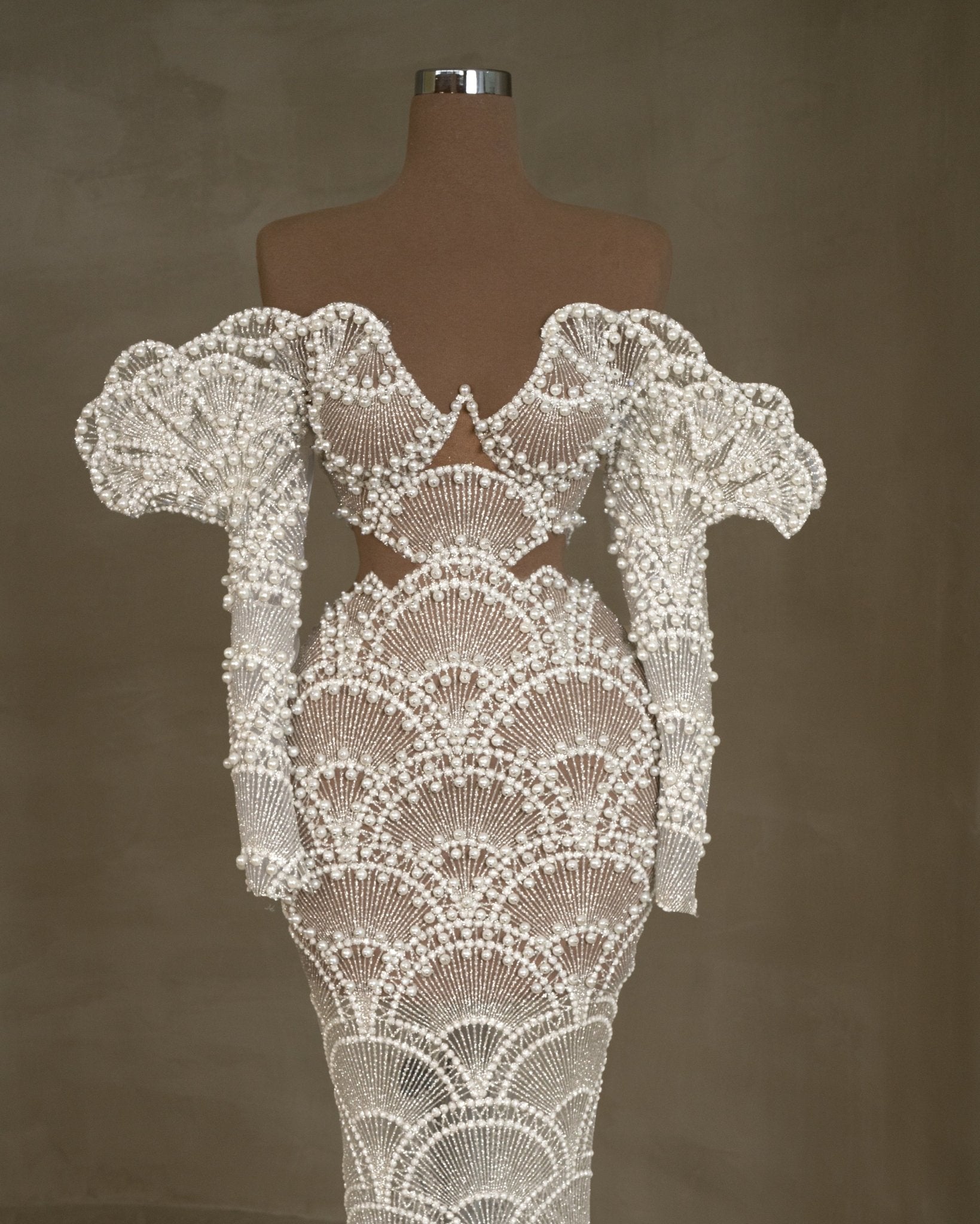 Nicolette Off - Shoulder Bridal Dress with Cut - In Waist - BLINI