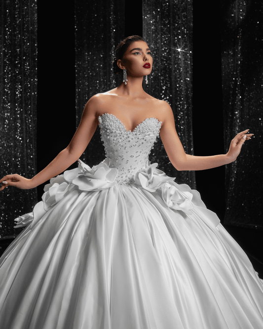 Noele Bridal Dress, Sweetheart Neckline with Pearls - BLINI