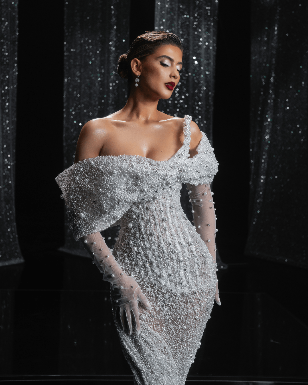 Oliere Bridal Dress with White Pearls - BLINI