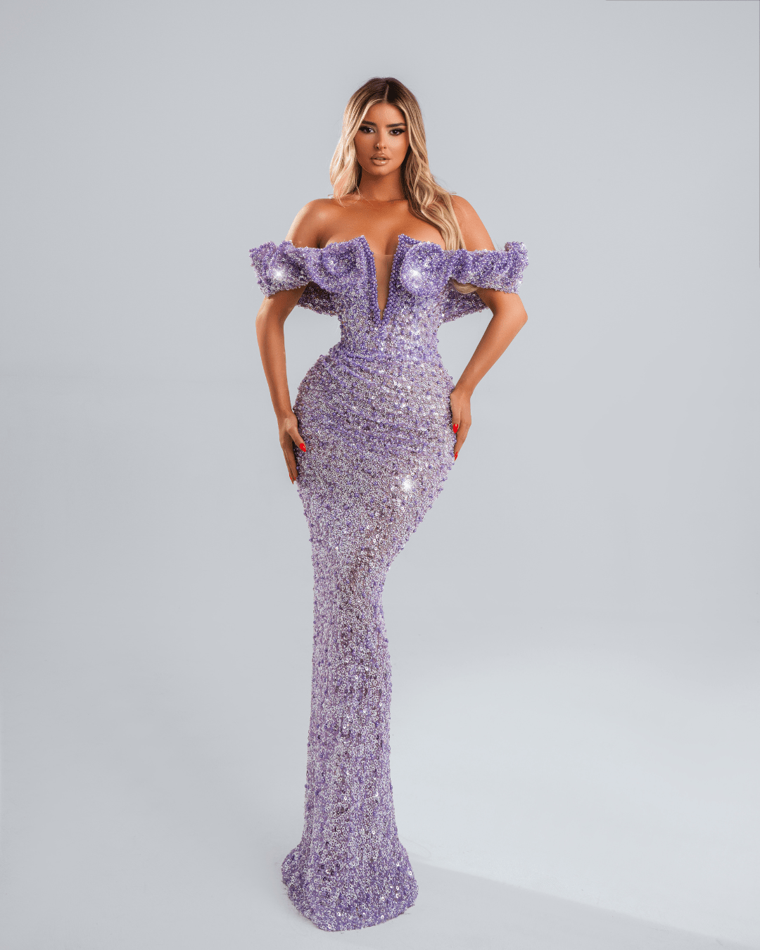 Peries Purple Dress with Crystals - BLINI