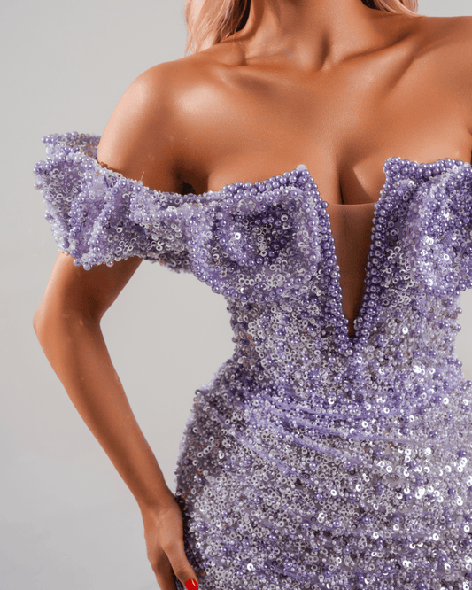 Peries Purple Dress with Crystals - BLINI