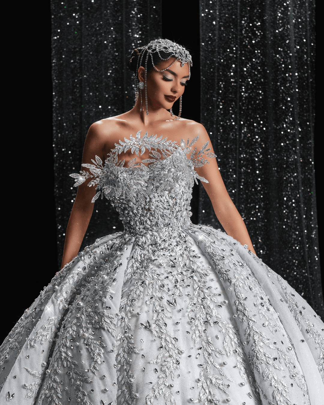 Poliere Bridal Dress, with Feather 3D Design - BLINI