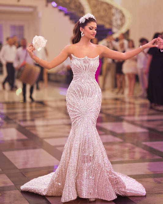 Regina Sleeveless Bridal Dress Embellished with Stones - BLINI