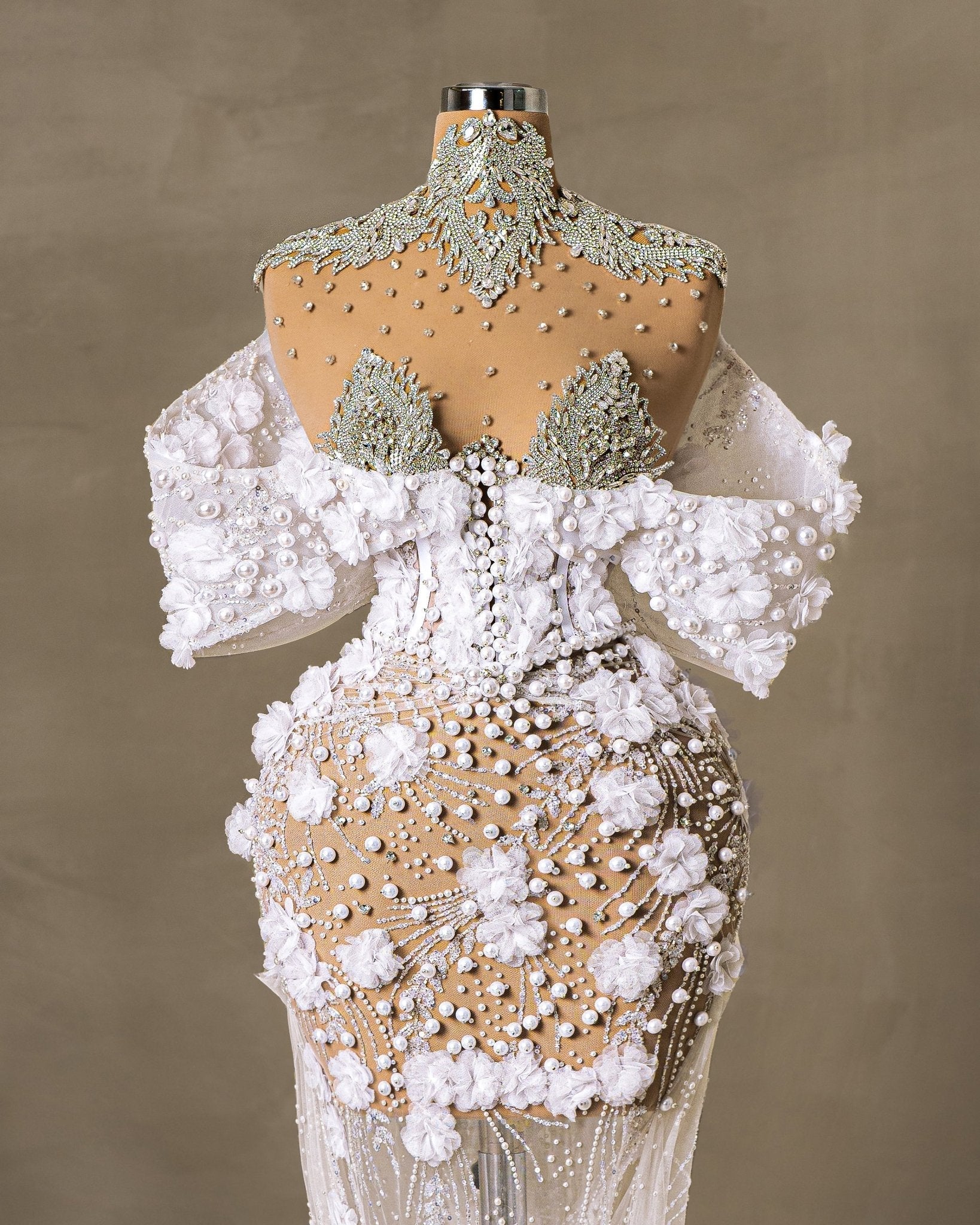 Rezina Bridal Dress Embellished with Crystals and Pearls - BLINI