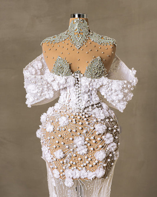 Rezina Bridal Dress Embellished with Crystals and Pearls - BLINI