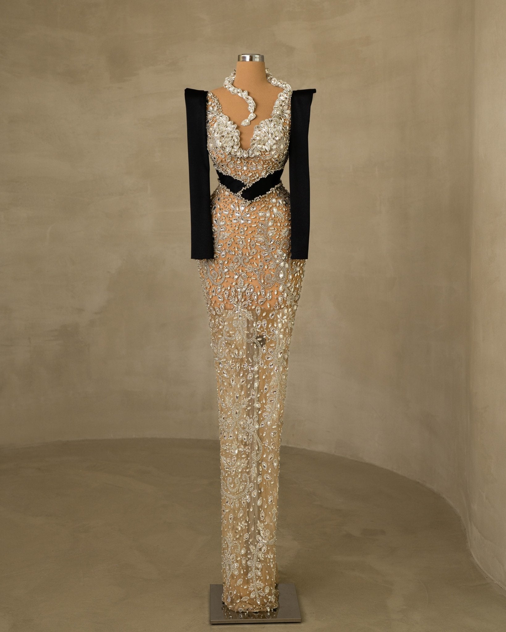 Roisona Stone Embellished Dress with Neck Detail - BLINI