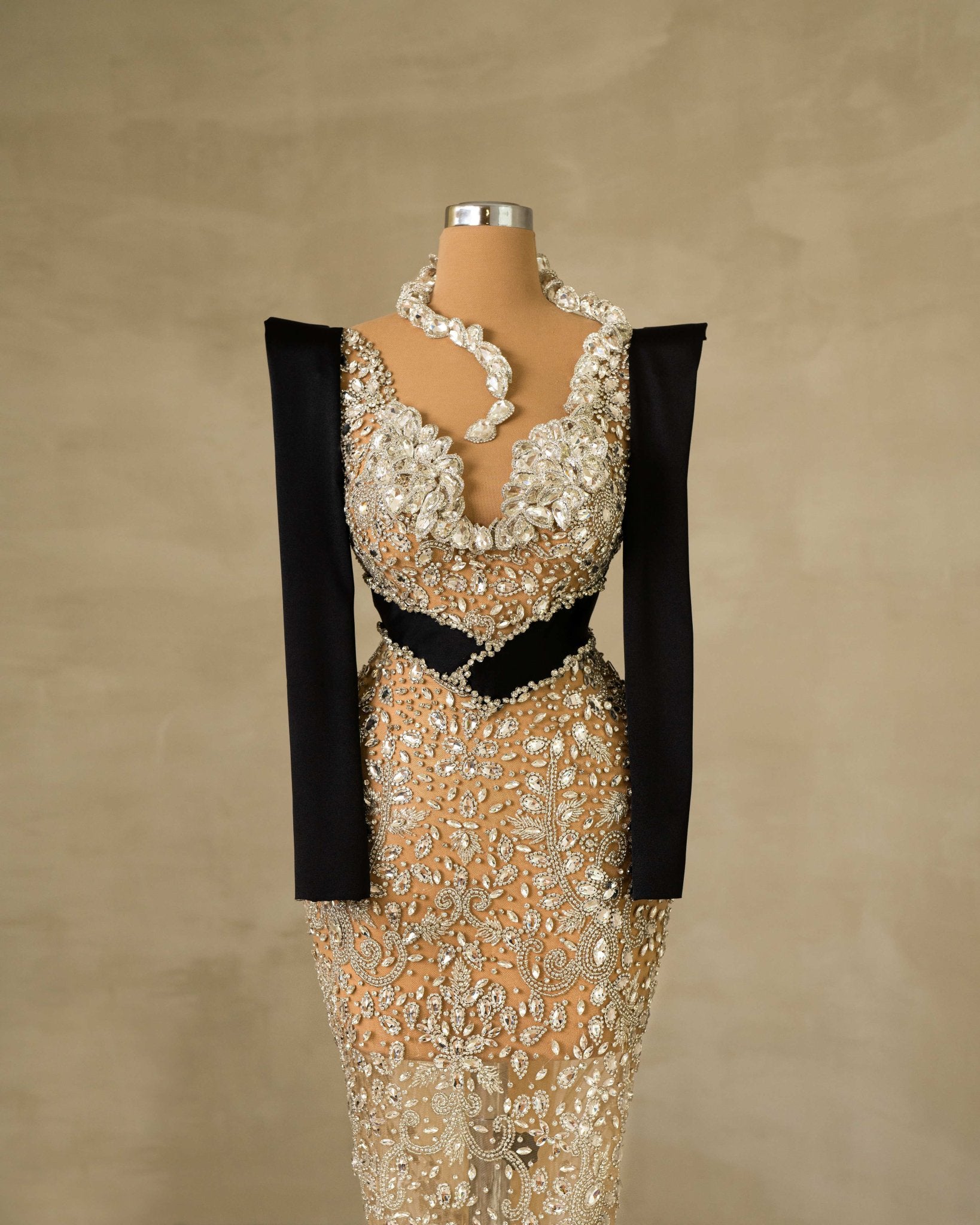 Roisona Stone Embellished Dress with Neck Detail - BLINI