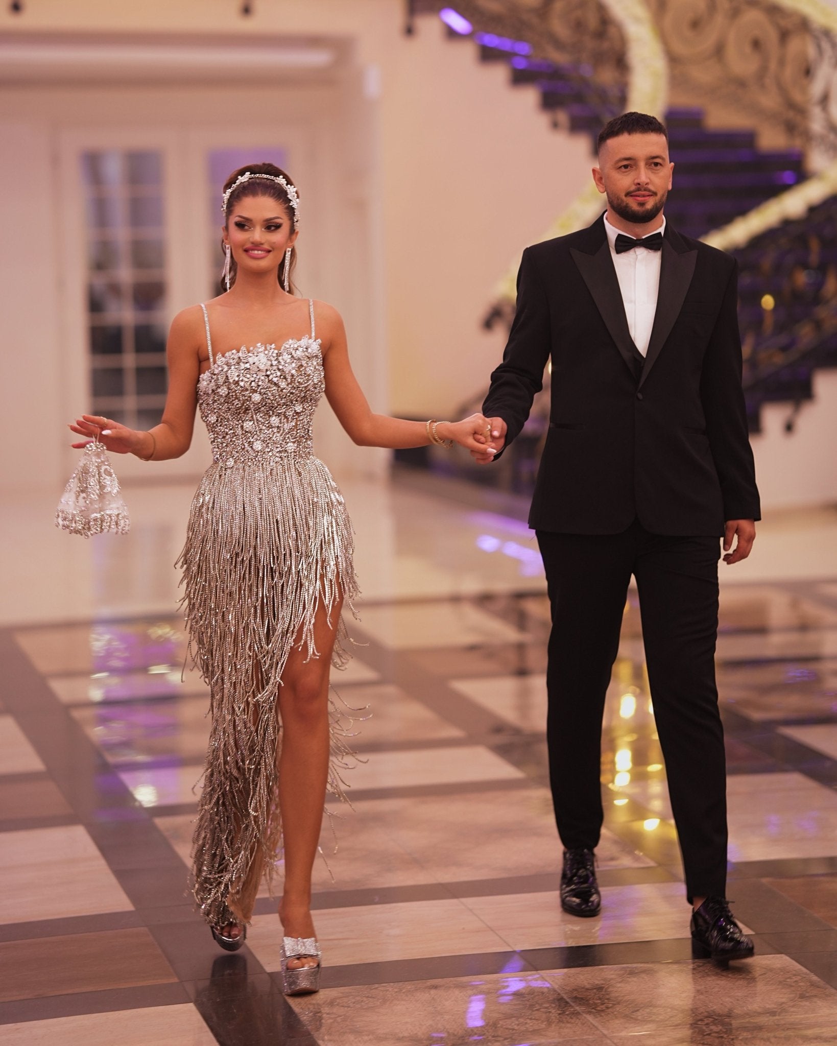 Rosila Bridal Dress Embellished with Stone and Tassels - BLINI