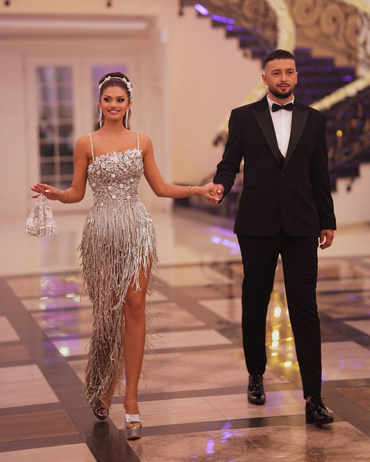 Rosila Bridal Dress Embellished with Stone and Tassels - BLINI