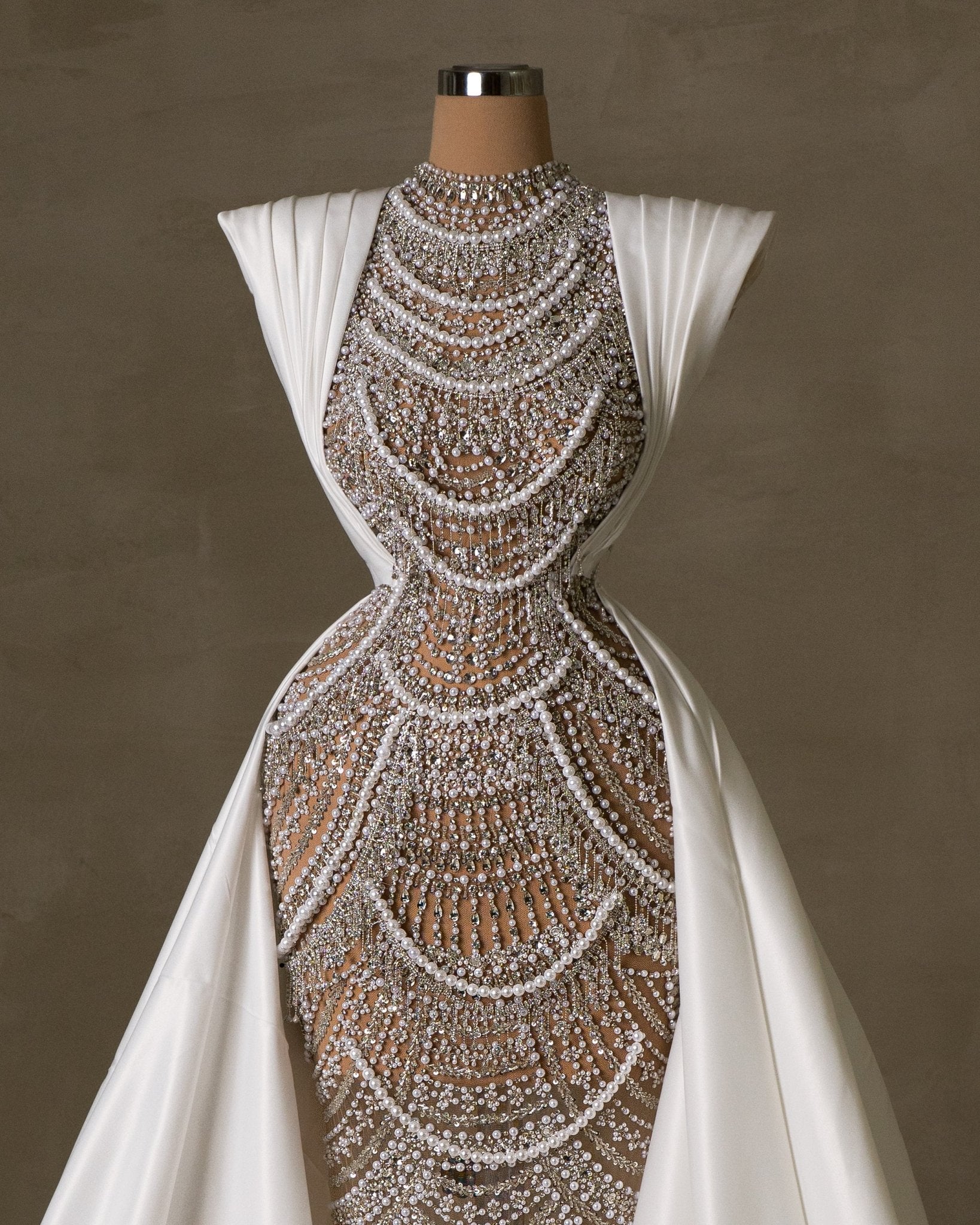 Rozette Bridal Dress Embellished with Pearls and Stones - BLINI