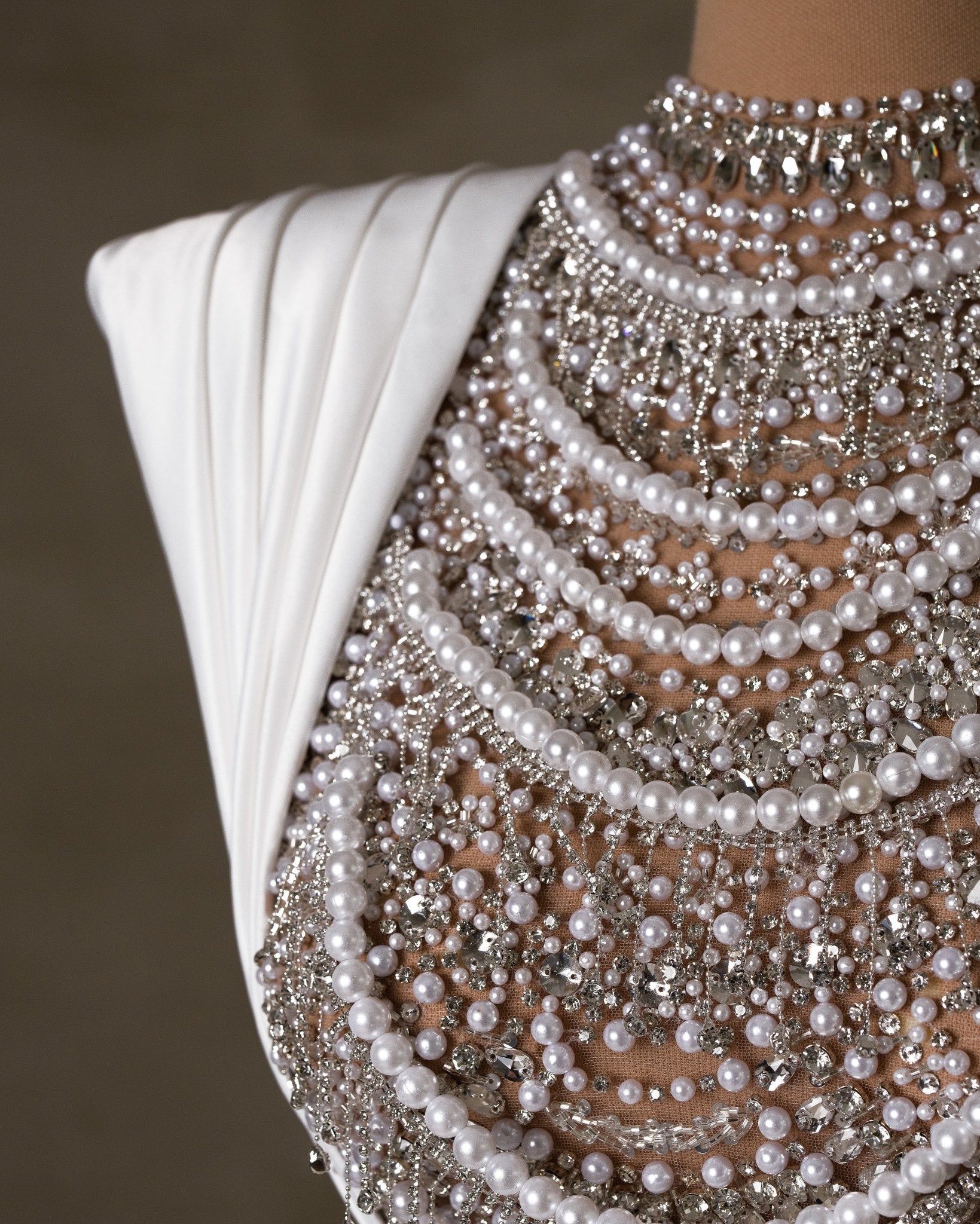 Rozette Bridal Dress Embellished with Pearls and Stones - BLINI