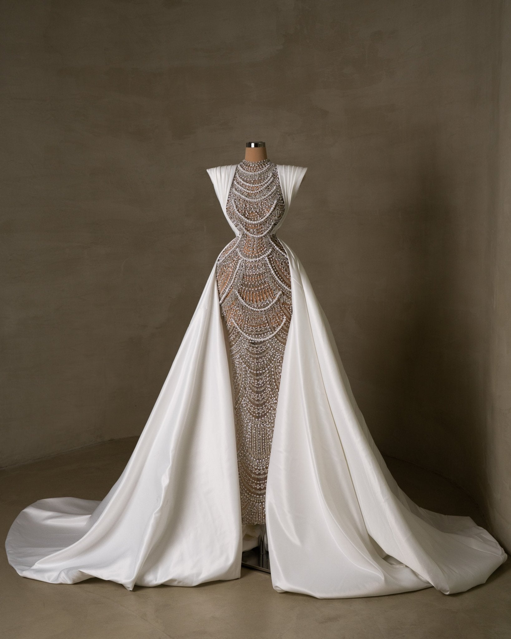 Rozette Bridal Dress Embellished with Pearls and Stones - BLINI