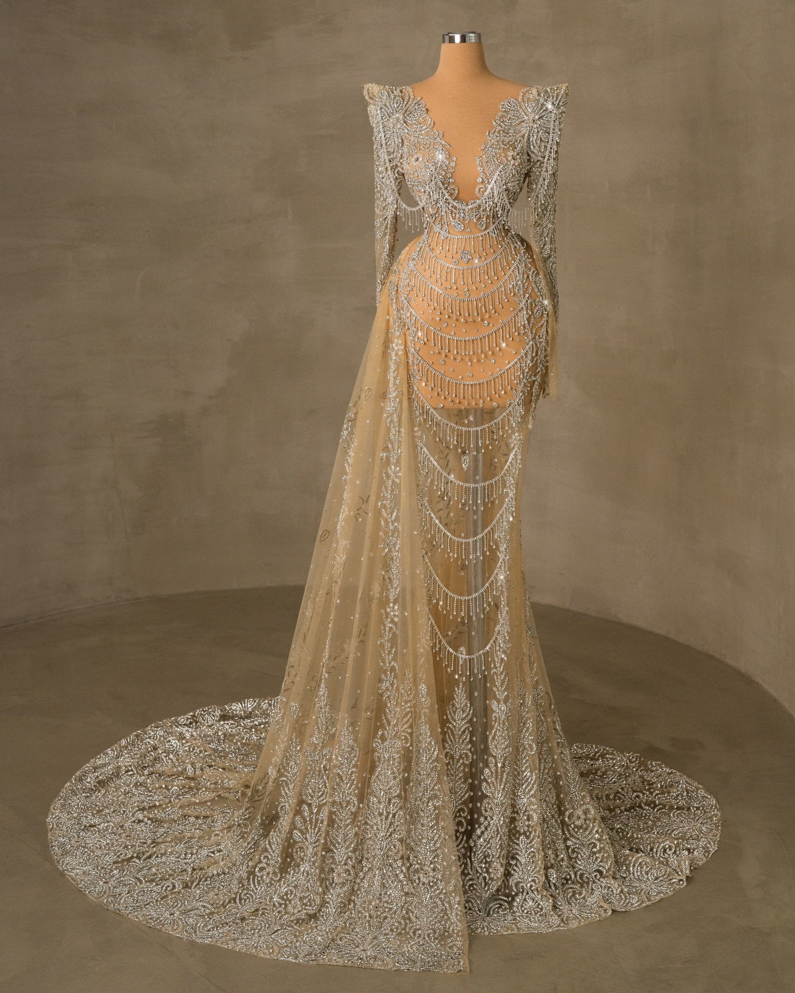 Ryssah Silver Dress with Long Sleeves - BLINI