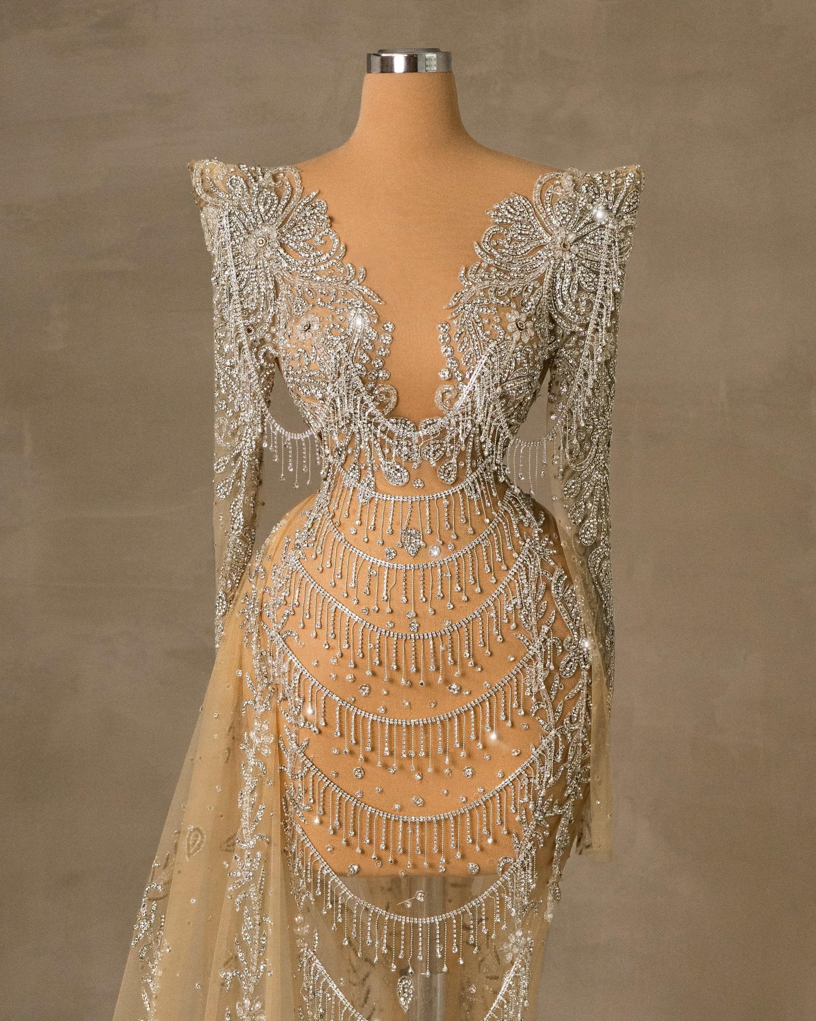 Ryssah Silver Dress with Long Sleeves - BLINI