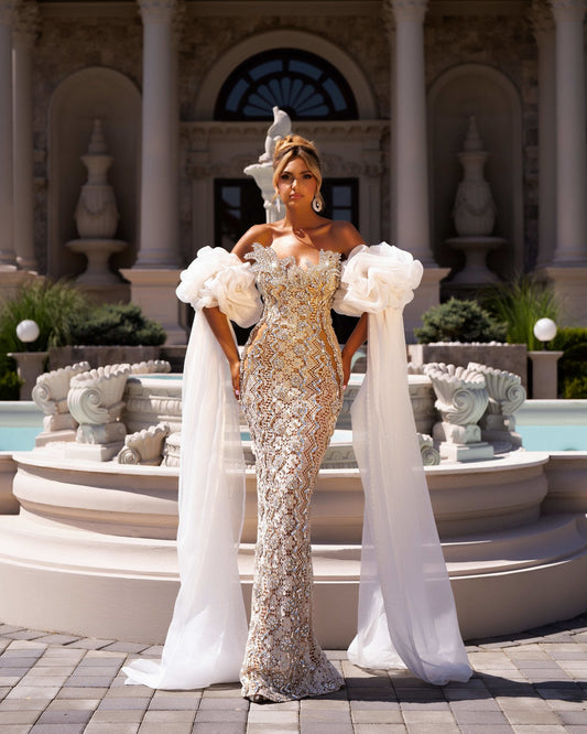 Sia Cape Dress Embellished with Crystals - BLINI