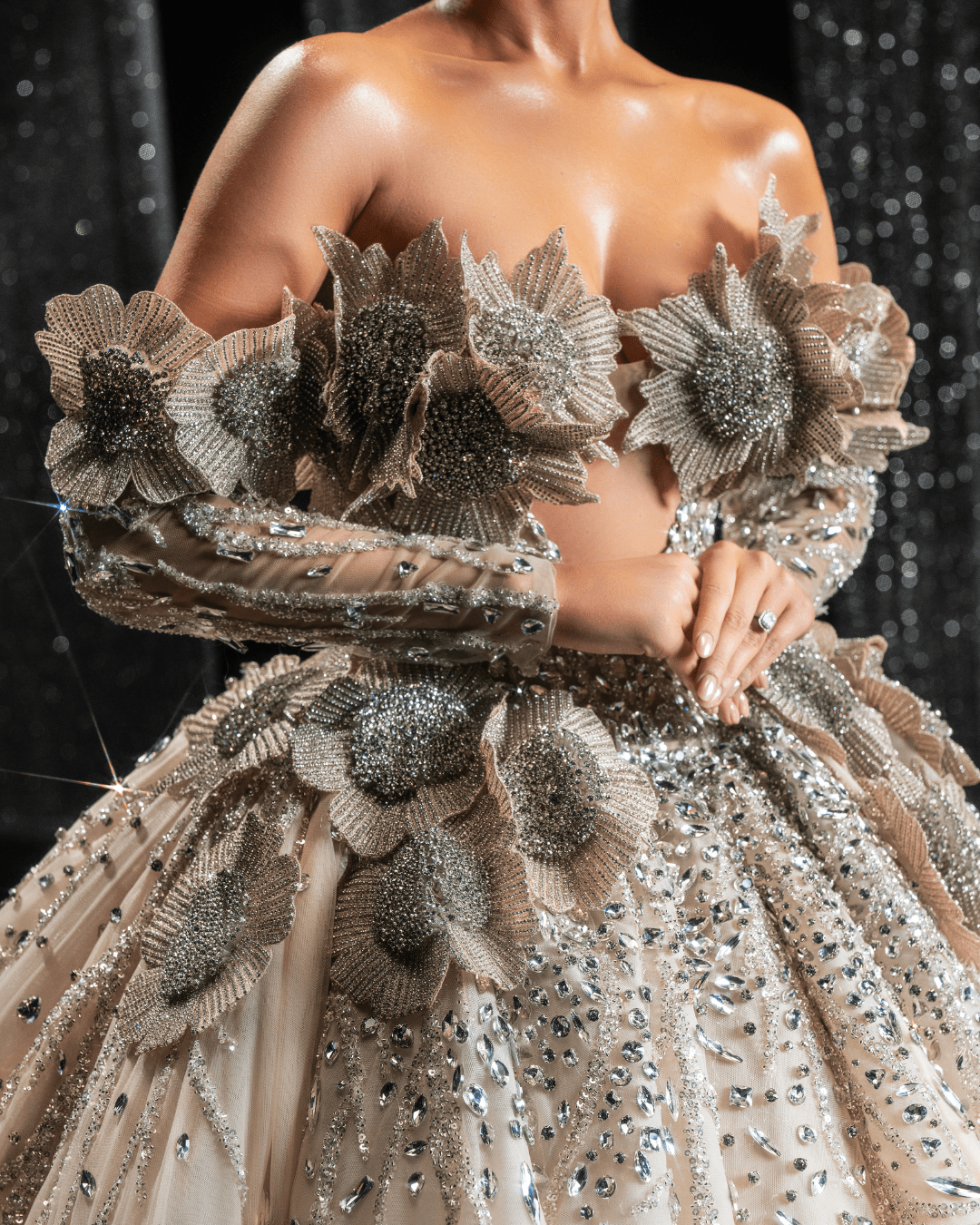 Siola Bridal Dress with Crystals and Flowers - BLINI