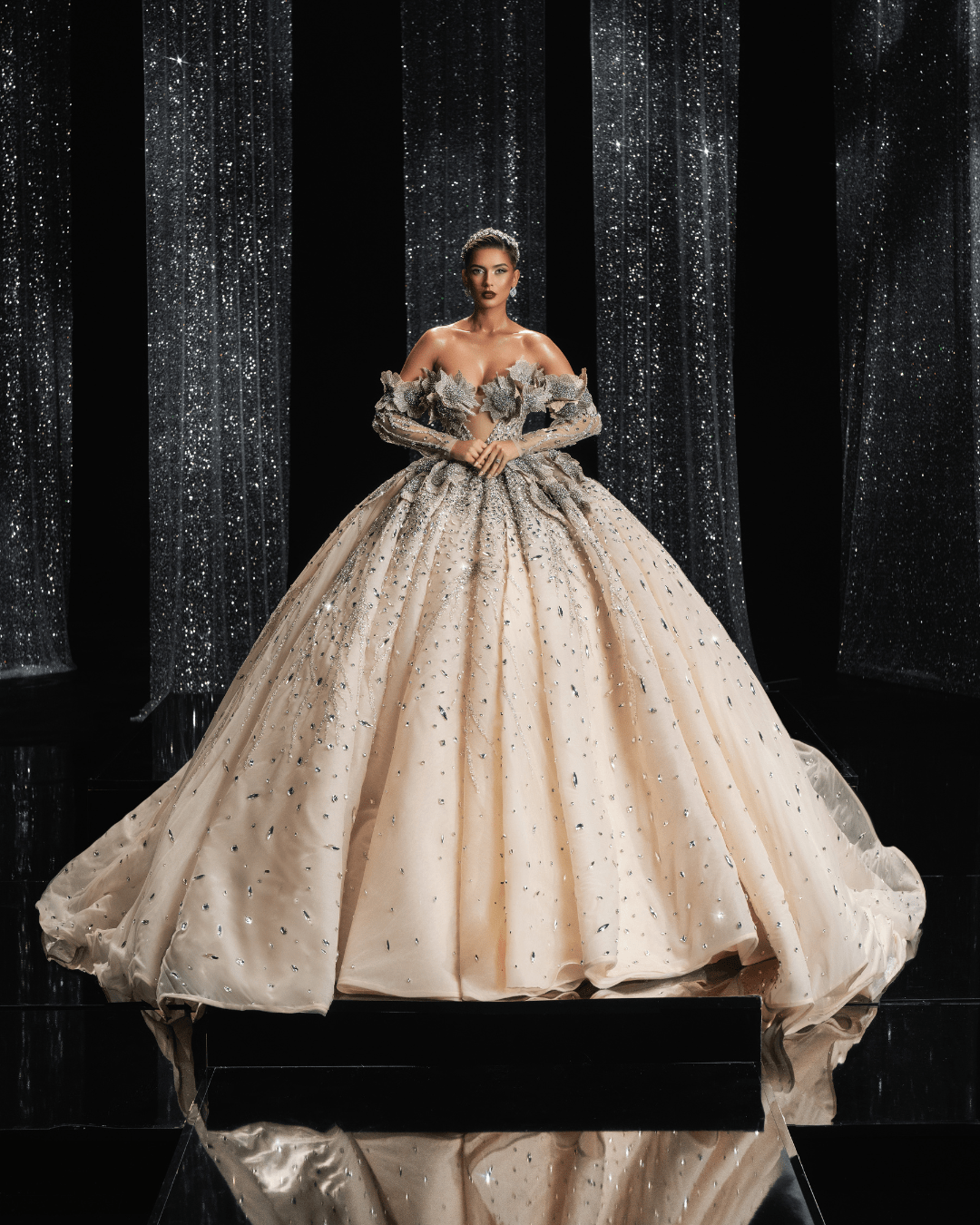 Siola Bridal Dress with Crystals and Flowers - BLINI