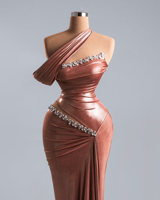 Soele Pink Long Sleeveless Dress with Crystas - BLINI