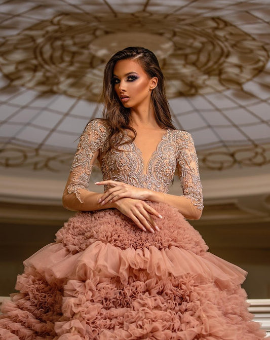 Sofi Stone Embellished Dress with Layered Tulle Skirt - BLINI