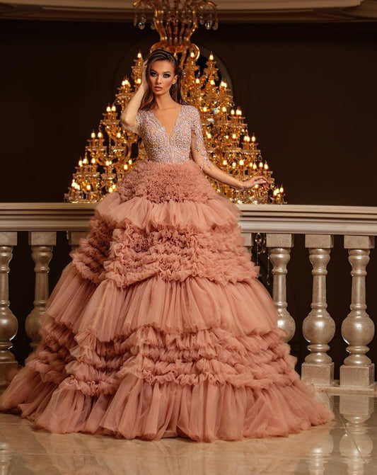 Sofi Stone Embellished Dress with Layered Tulle Skirt - BLINI