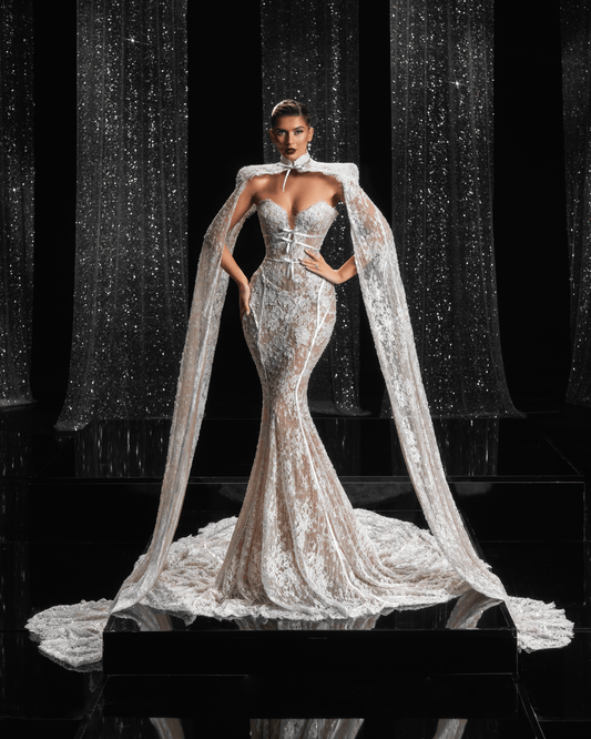 Stinea Bridal Dress, with Shoulder Cape - BLINI