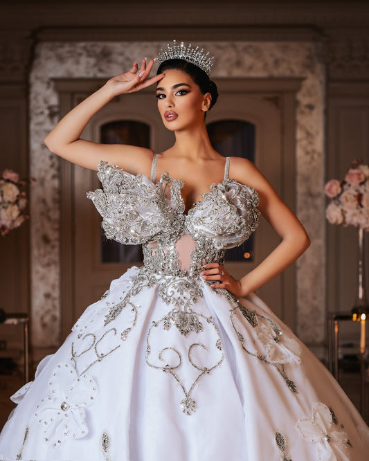 Tinsley Bridal Dress with Crystals and Flowers - BLINI