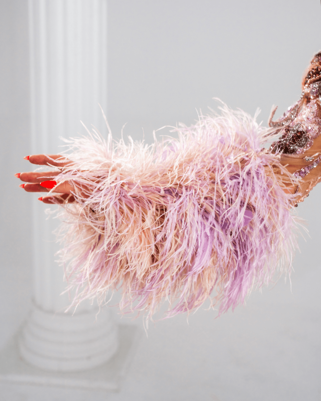 Ureliya Purple Dress with Crystals and Feathers - BLINI