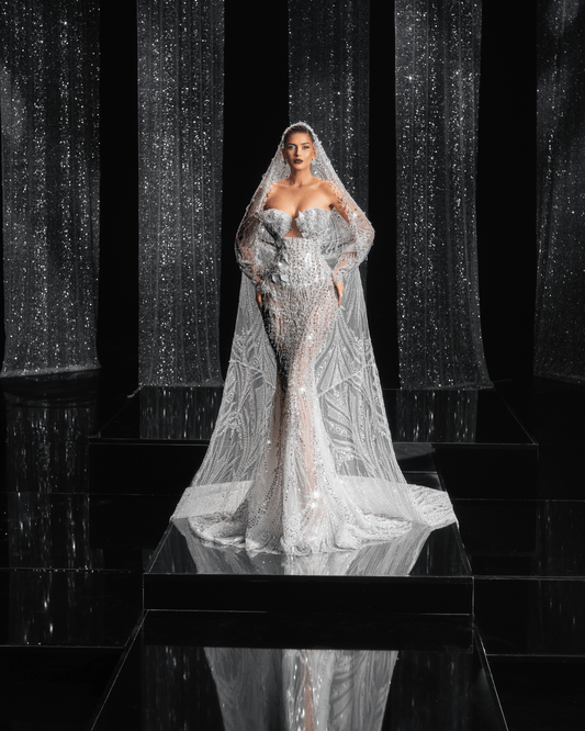 Zaira Strapless Bridal Dress Embellished with Crystals - BLINI